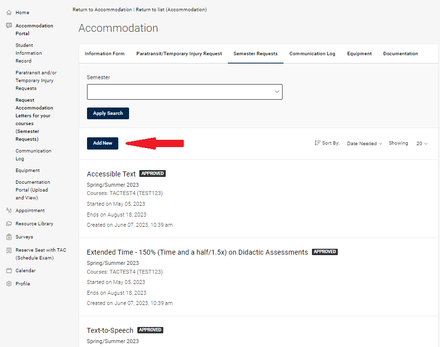 Red arrow pointing to Add New button