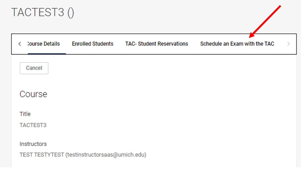click schedule an exam with the TAC