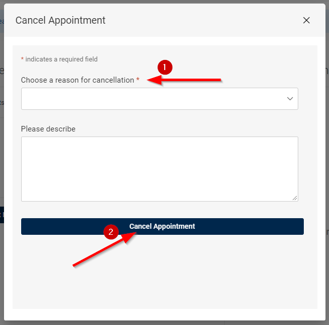 choose reason and submit