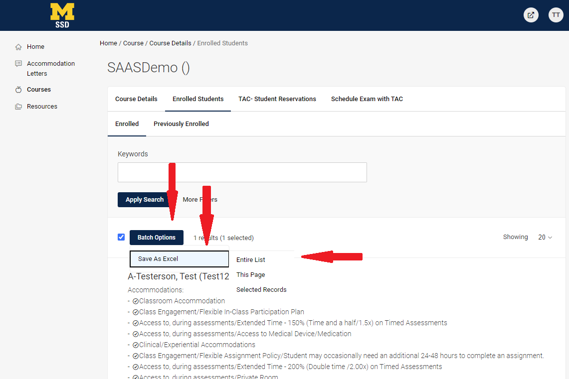 batch options, save as excel